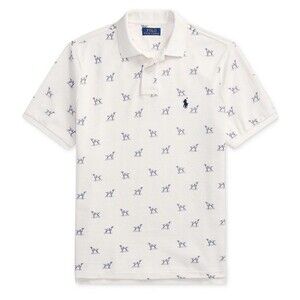 Polo Ralph Lauren Men’s 3XLT Big & Tall Polo Shirt White Blue Dog Print All Over